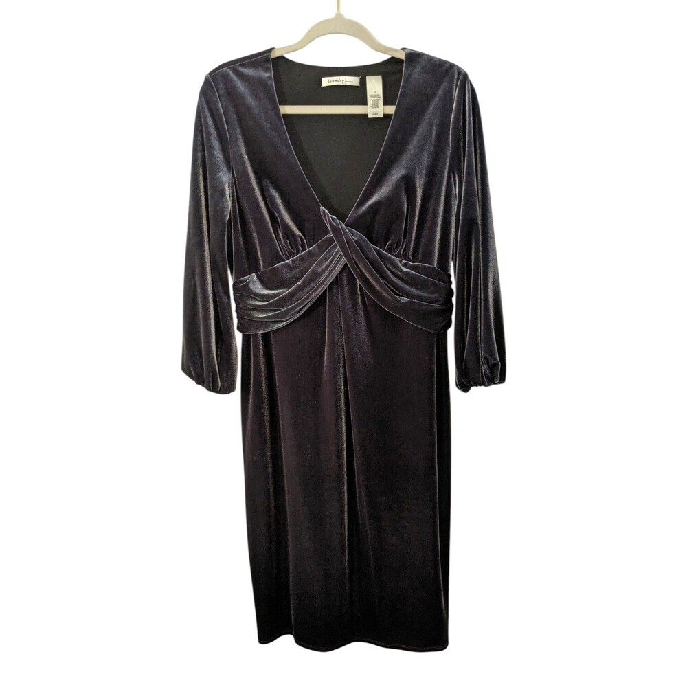 Laundry By Design Velour Short Dress Sz 12 Charcoal Gray Cocktail Party Holiday
